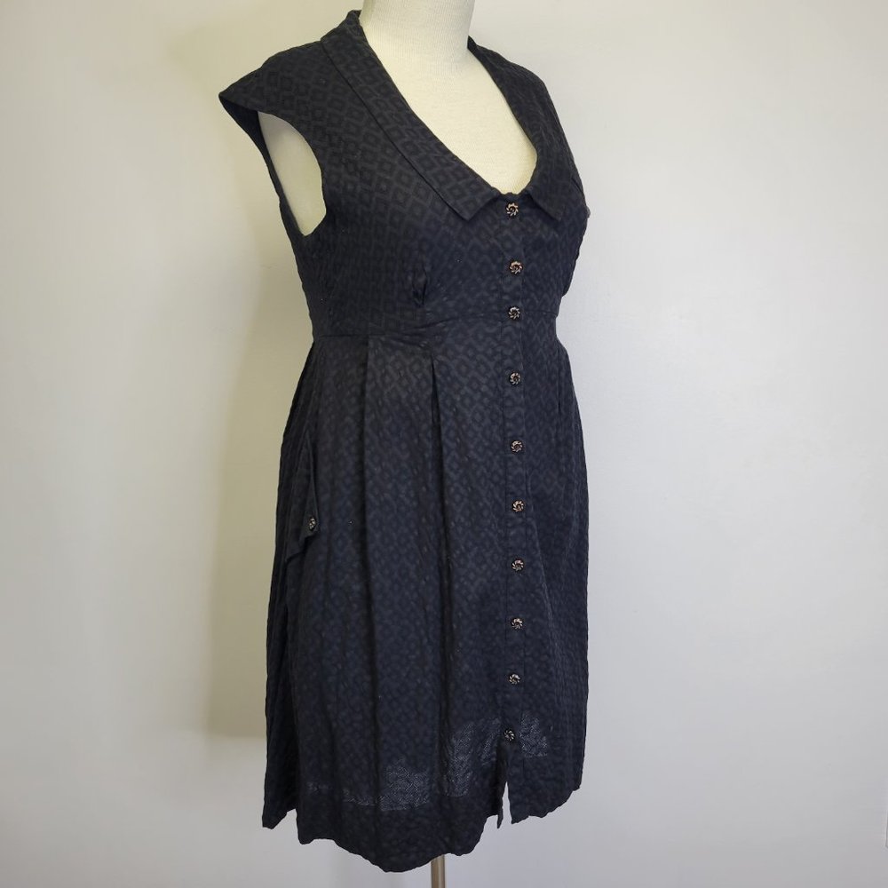 Anthropologie Postmark Womens US 10 Four Corners Shirt Dress Black Cotton Hi-Lo - Picture 3 of 12